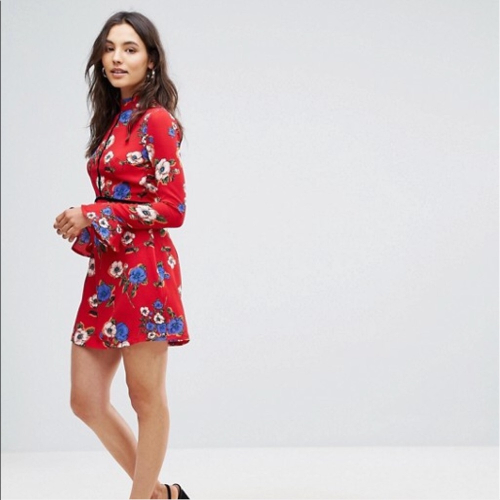 Rage Velvet Piped Trim Floral Dress - ASOS